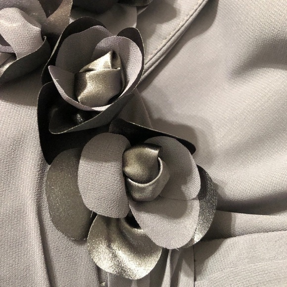 NWT BILL LEVKOFF Style #727 Pewter Gray Chiffon One-Shoulder Formal Dress Size 8 - Picture 6 of 11